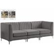 Bowery Hill Contemporary Deep Channel Tufted Soft Grey Velvet Modular Sofa