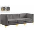 Bowery Hill Contemporary Deep Channel Tufted Soft Grey Velvet Modular Sofa