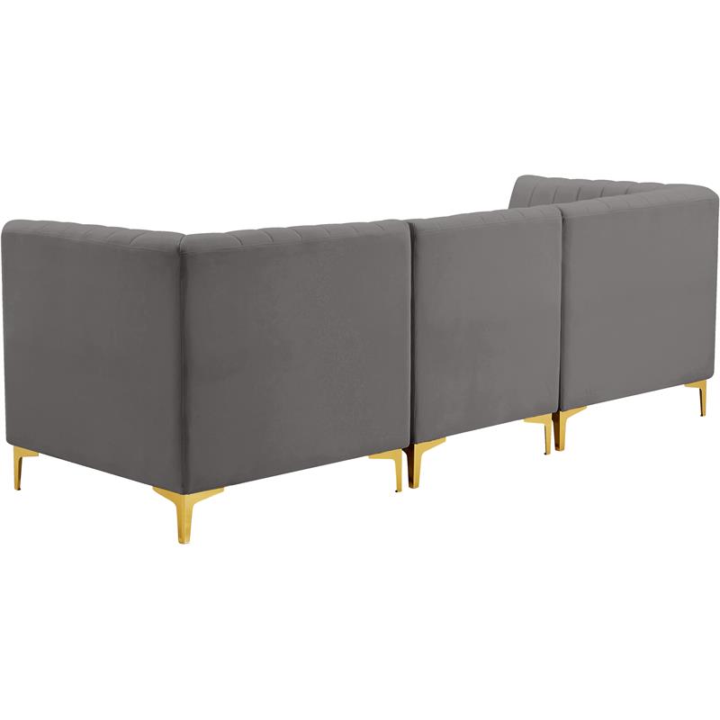Bowery Hill Contemporary Deep Channel Tufted Soft Grey Velvet Modular Sofa