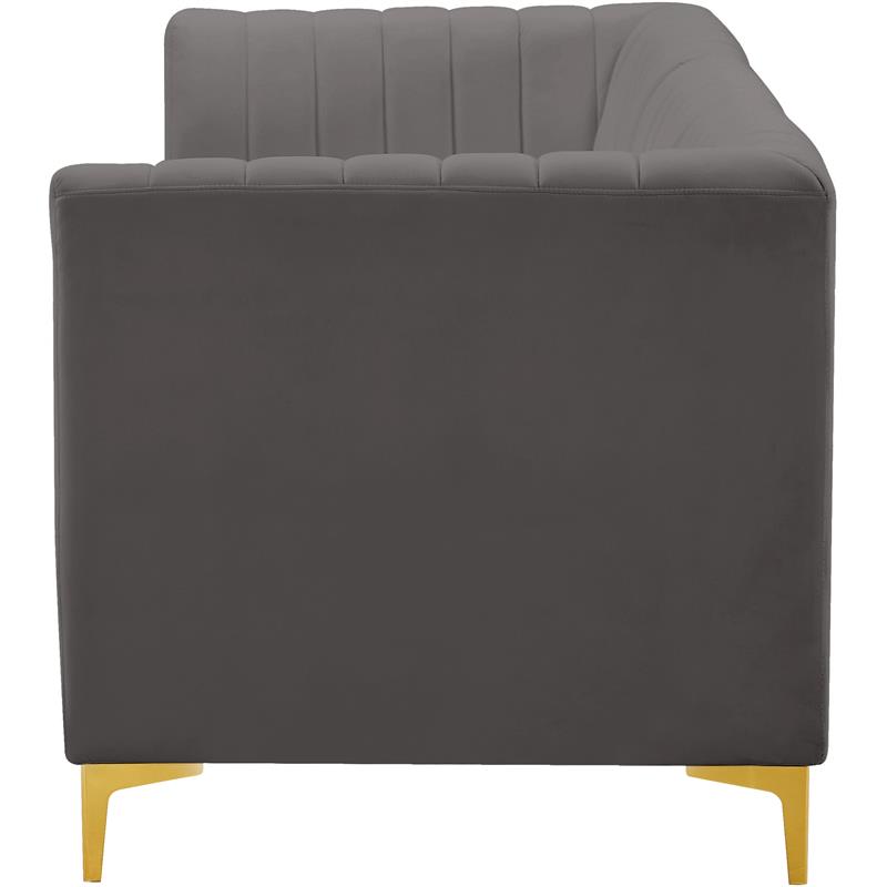 Bowery Hill Contemporary Deep Channel Tufted Soft Grey Velvet Modular Sofa