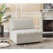 Bowery Hill Contemporary Deep Channel Tufted Soft Cream Velvet Armless