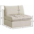 Bowery Hill Contemporary Deep Channel Tufted Soft Cream Velvet Armless
