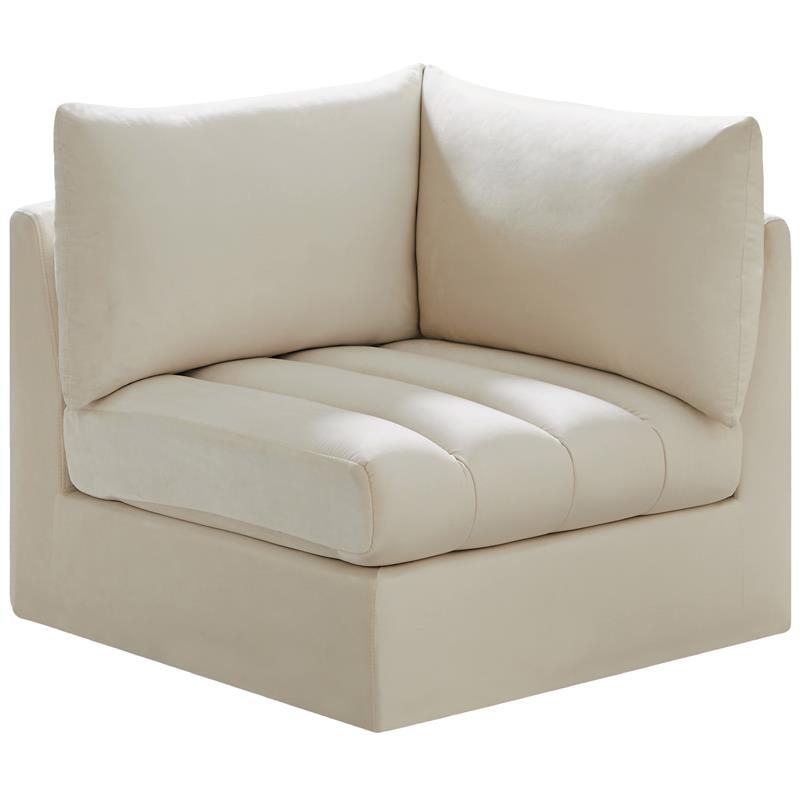 Bowery Hill Contemporary Deep Channel Tufted Soft Cream Velvet Corner