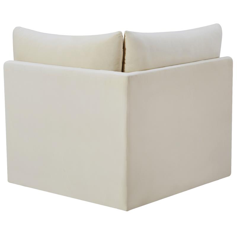 Bowery Hill Contemporary Deep Channel Tufted Soft Cream Velvet Corner