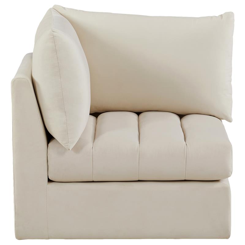 Bowery Hill Contemporary Deep Channel Tufted Soft Cream Velvet Corner