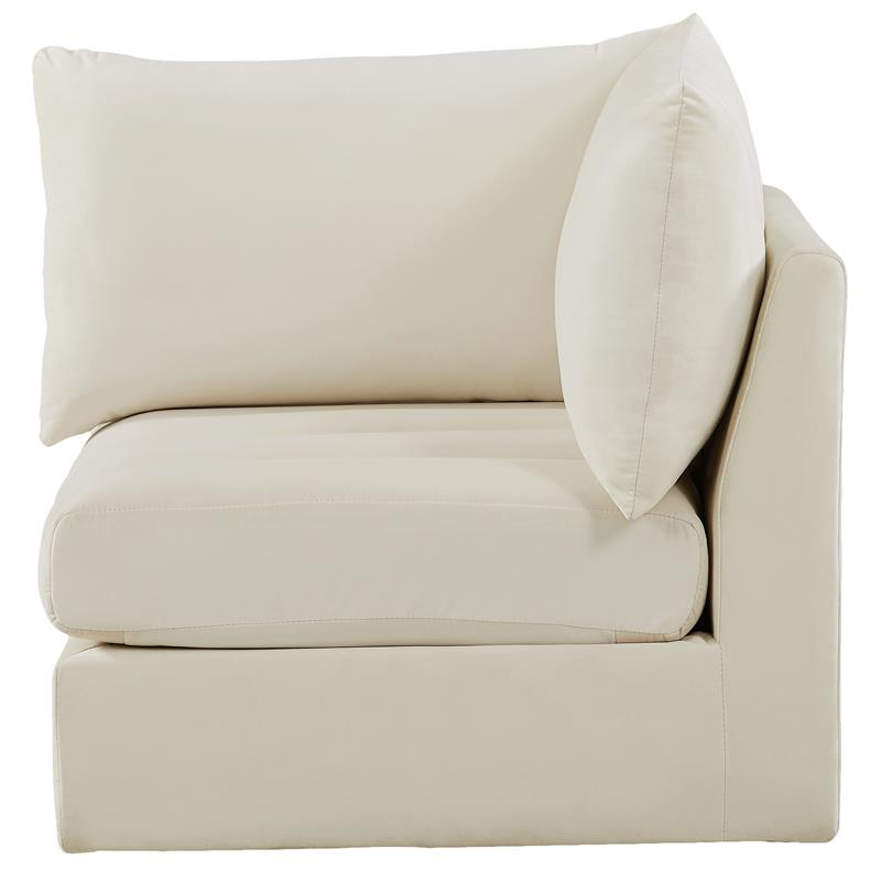 Bowery Hill Contemporary Deep Channel Tufted Soft Cream Velvet Corner