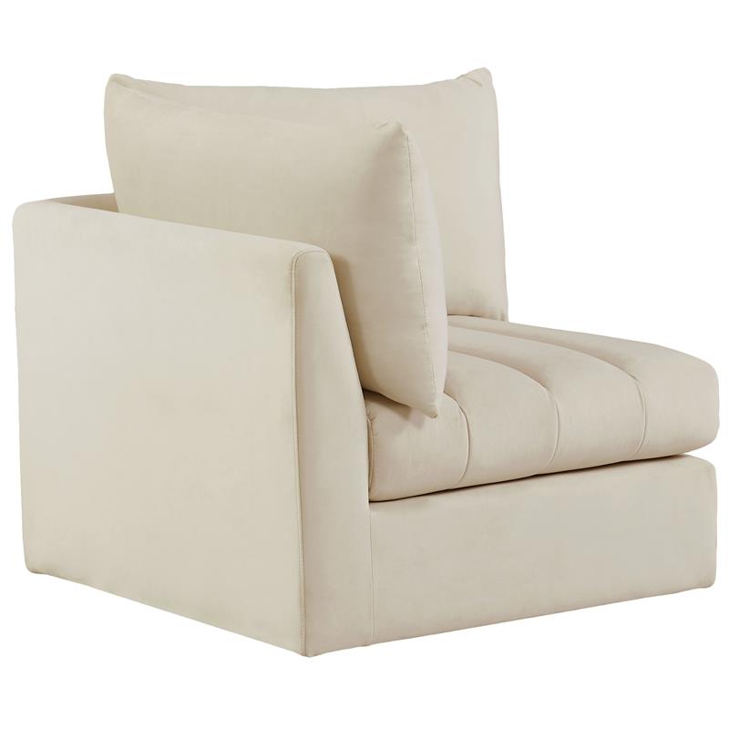 Bowery Hill Contemporary Deep Channel Tufted Soft Cream Velvet Corner