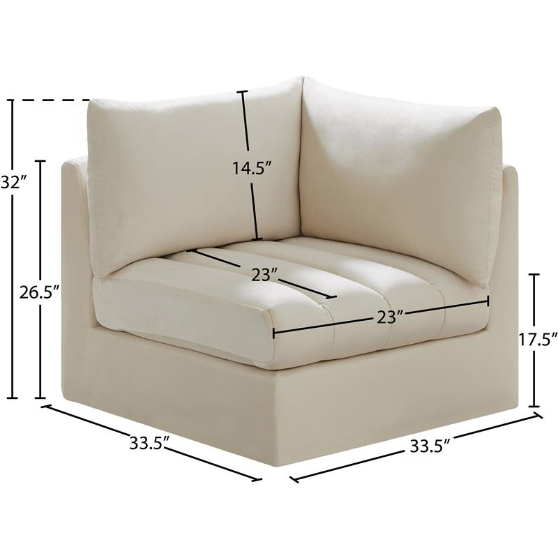 Bowery Hill Contemporary Deep Channel Tufted Soft Cream Velvet Corner