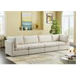 Bowery Hill Contemporary Deep Channel Tufted Soft Cream Velvet Modular Sofa