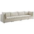 Bowery Hill Contemporary Deep Channel Tufted Soft Cream Velvet Modular Sofa