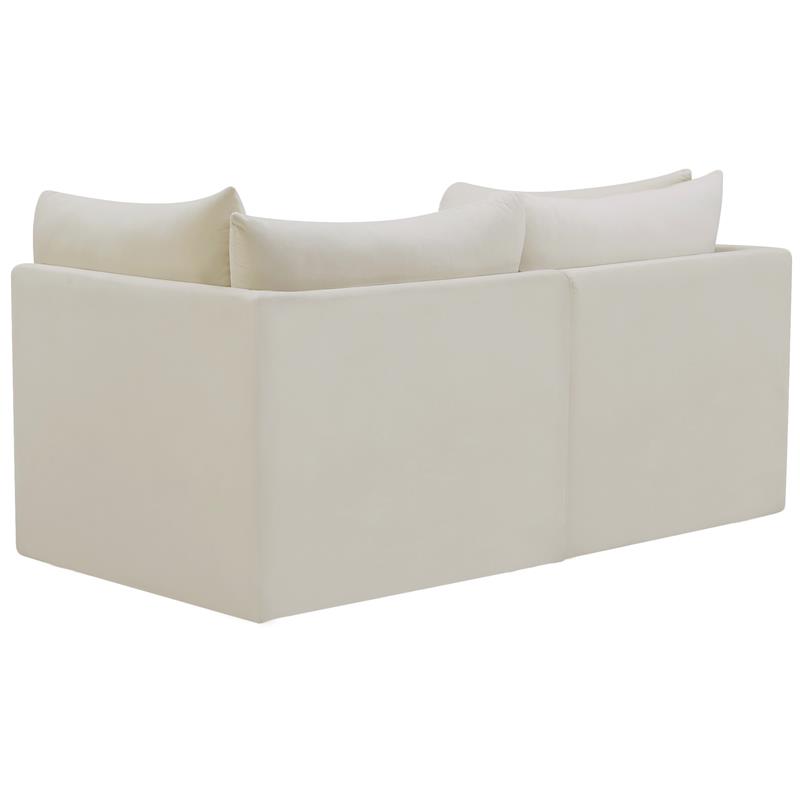 Bowery Hill Contemporary Deep Channel Tufted Soft Cream Velvet Modular Sofa