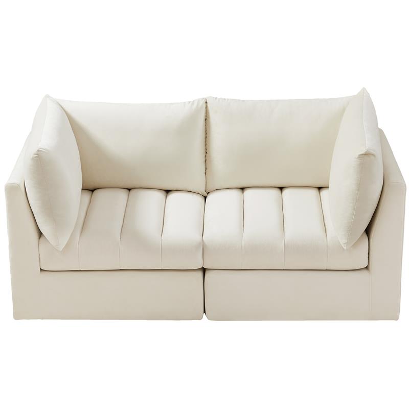 Bowery Hill Contemporary Deep Channel Tufted Soft Cream Velvet Modular Sofa