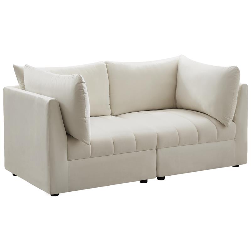 Bowery Hill Contemporary Deep Channel Tufted Soft Cream Velvet Modular Sofa