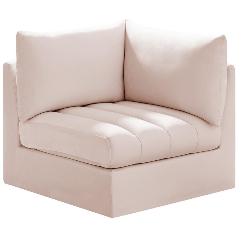 Bowery Hill Contemporary Deep Channel Tufted Soft Pink Velvet Corner