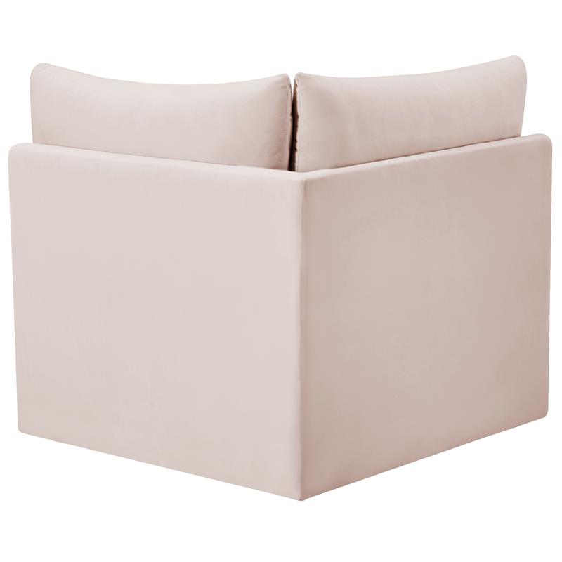 Bowery Hill Contemporary Deep Channel Tufted Soft Pink Velvet Corner