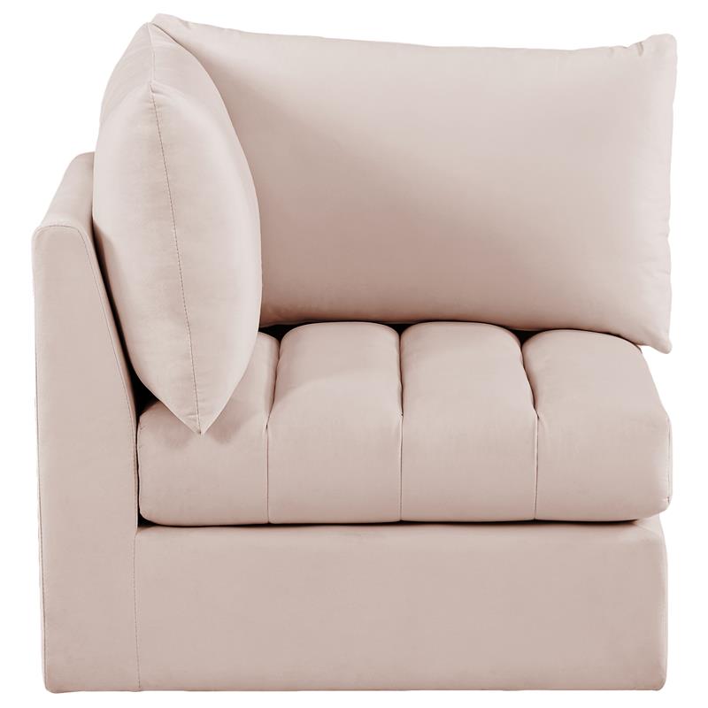 Bowery Hill Contemporary Deep Channel Tufted Soft Pink Velvet Corner