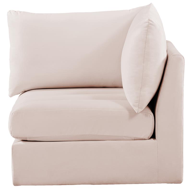 Bowery Hill Contemporary Deep Channel Tufted Soft Pink Velvet Corner