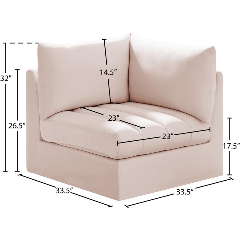 Bowery Hill Contemporary Deep Channel Tufted Soft Pink Velvet Corner