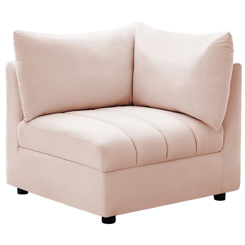 Bowery Hill Contemporary Deep Channel Tufted Soft Pink Velvet Corner