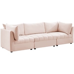 Bowery Hill Contemporary Deep Channel Tufted Soft Pink Velvet Modular Sofa