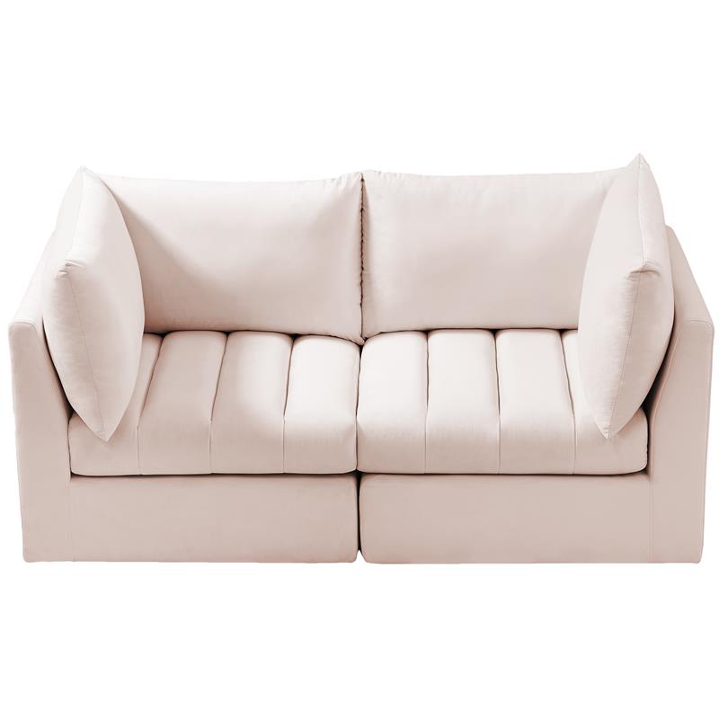 Bowery Hill Contemporary Deep Channel Tufted Soft Pink Velvet Modular Sofa