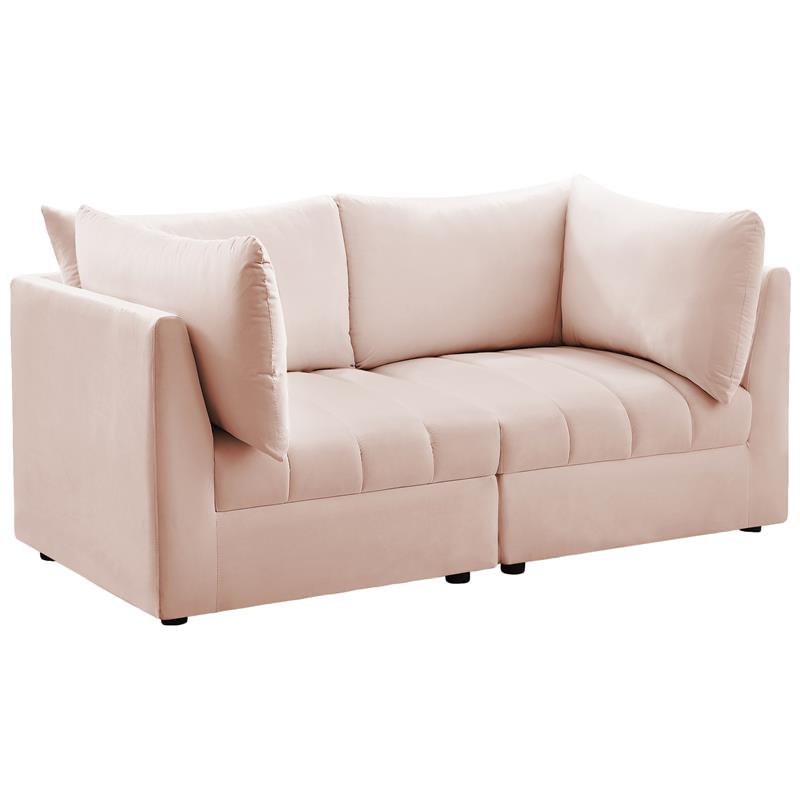 Bowery Hill Contemporary Deep Channel Tufted Soft Pink Velvet Modular Sofa