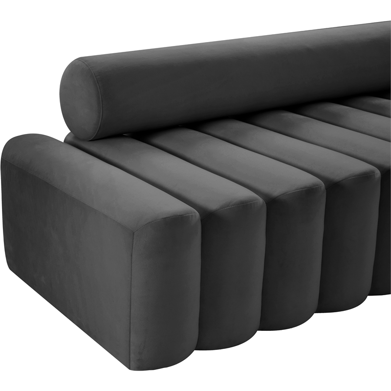 Bowery Hill Contemporary Deep Channel Tufted Soft Grey Velvet Chair