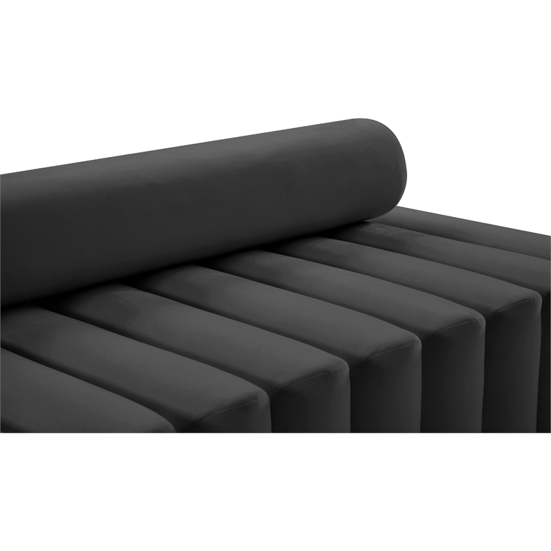 Bowery Hill Contemporary Deep Channel Tufted Soft Grey Velvet Chair
