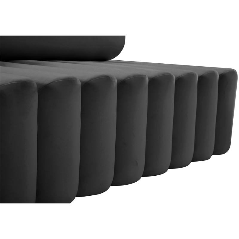 Bowery Hill Contemporary Deep Channel Tufted Soft Grey Velvet Chair