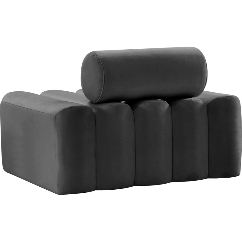 Bowery Hill Contemporary Deep Channel Tufted Soft Grey Velvet Chair
