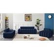 Bowery Hill Contemporary Deep Channel Tufted Soft Navy Velvet Chair