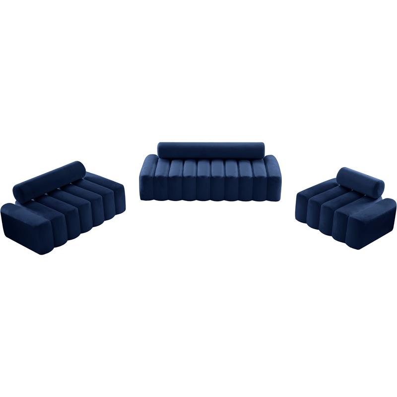 Bowery Hill Contemporary Deep Channel Tufted Soft Navy Velvet Chair