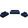 Bowery Hill Contemporary Deep Channel Tufted Soft Navy Velvet Chair