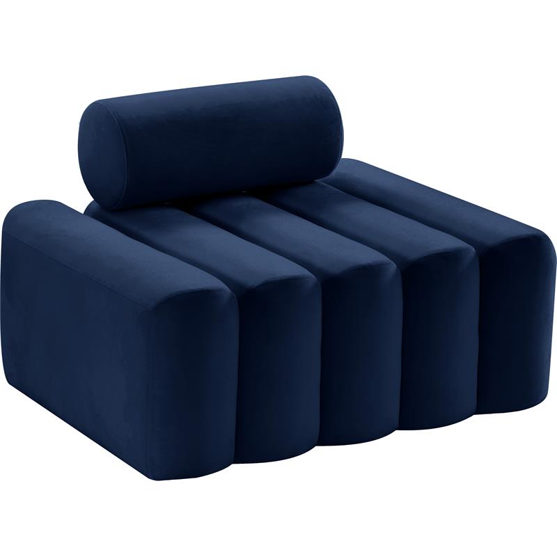 Bowery Hill Contemporary Deep Channel Tufted Soft Navy Velvet Chair