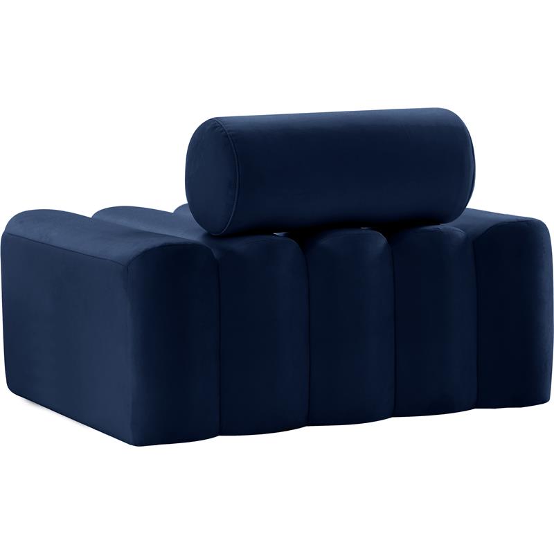 Bowery Hill Contemporary Deep Channel Tufted Soft Navy Velvet Chair