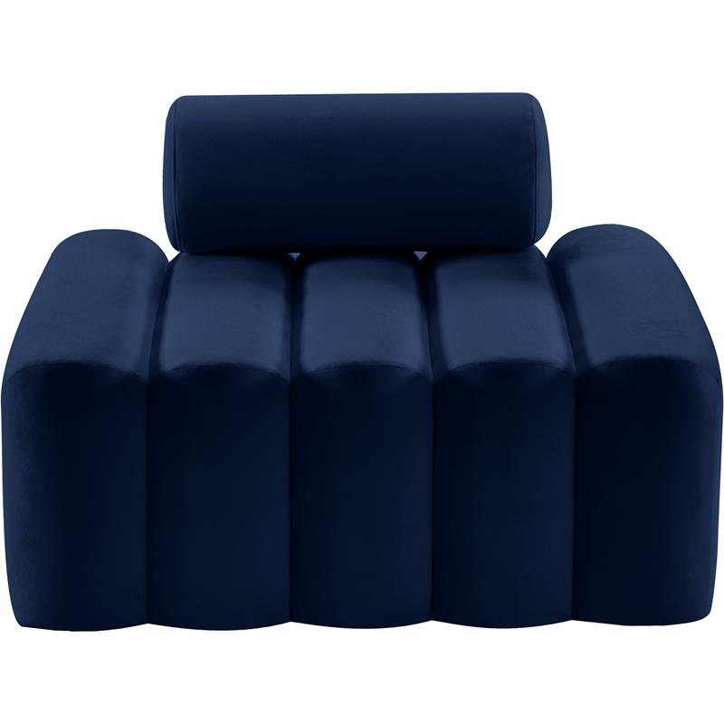 Bowery Hill Contemporary Deep Channel Tufted Soft Navy Velvet Chair