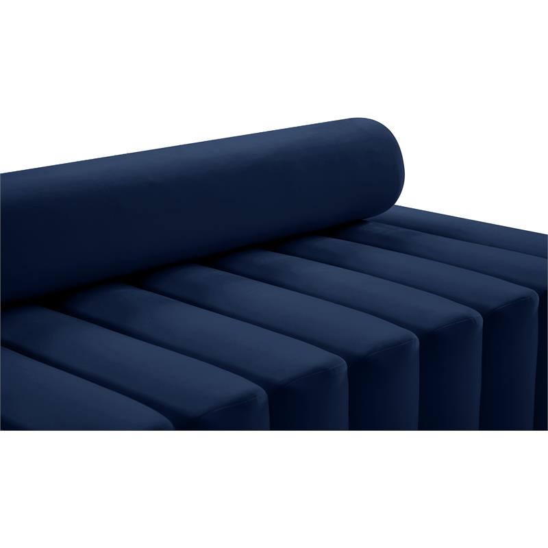 Bowery Hill Contemporary Deep Channel Tufted Soft Navy Velvet Chair