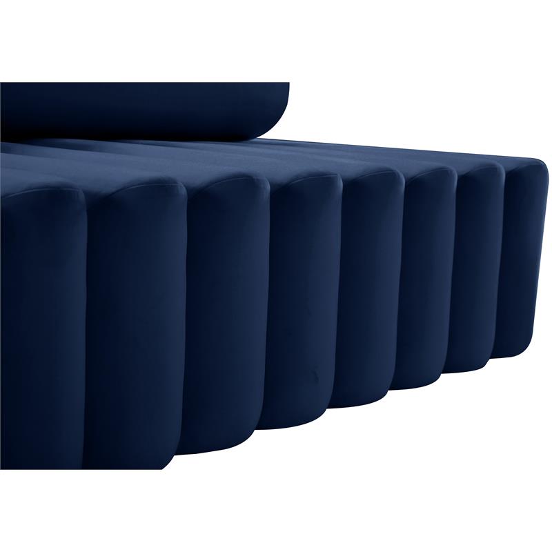 Bowery Hill Contemporary Deep Channel Tufted Soft Navy Velvet Chair