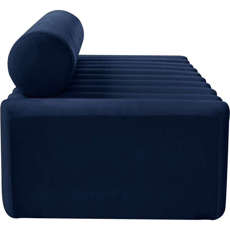 Bowery Hill Contemporary Deep Channel Tufted Soft Navy Velvet Sofa