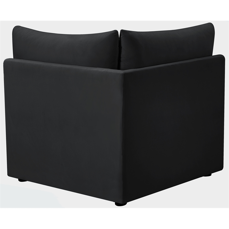 Bowery Hill Contemporary Deep Channel Tufted Soft Black Velvet Corner