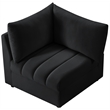 Bowery Hill Contemporary Deep Channel Tufted Soft Black Velvet Corner