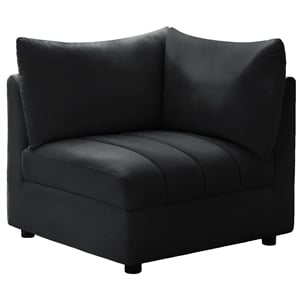 Bowery Hill Contemporary Deep Channel Tufted Soft Black Velvet Corner