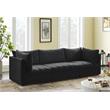 Bowery Hill Contemporary Deep Channel Tufted Soft Black Velvet Modular Sofa