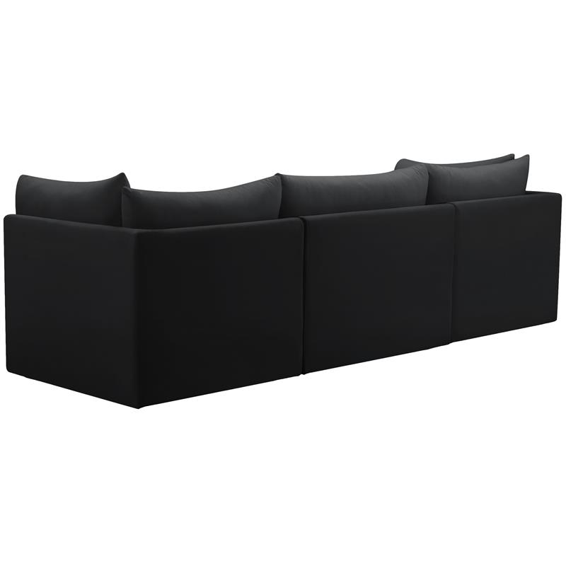 Bowery Hill Contemporary Deep Channel Tufted Soft Black Velvet Modular Sofa