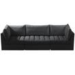 Bowery Hill Contemporary Deep Channel Tufted Soft Black Velvet Modular Sofa