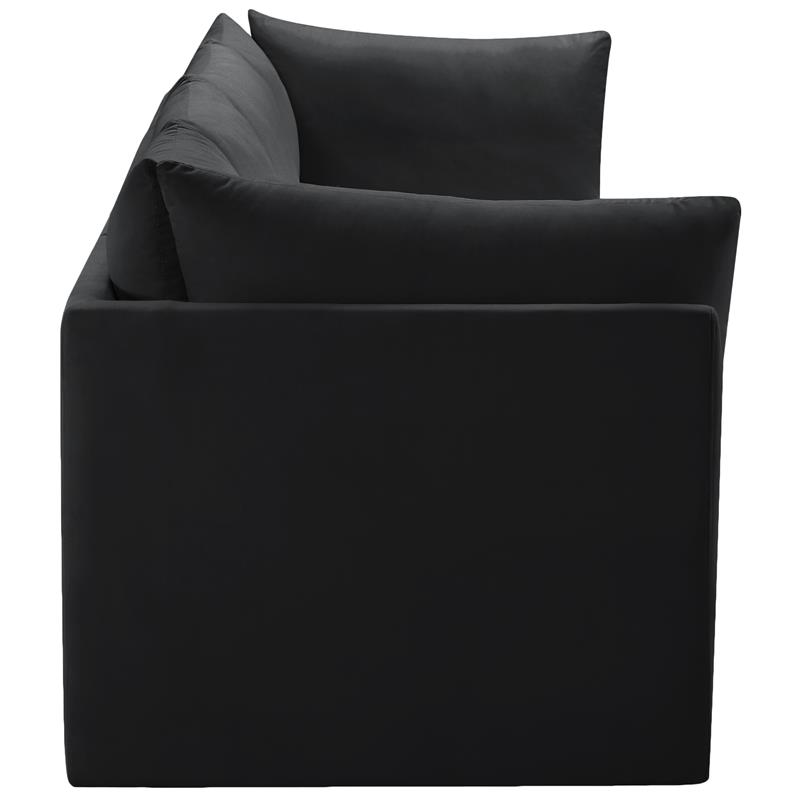 Bowery Hill Contemporary Deep Channel Tufted Soft Black Velvet Modular Sofa