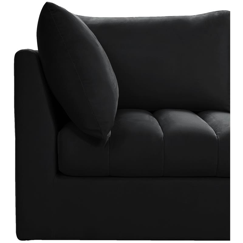 Bowery Hill Contemporary Deep Channel Tufted Soft Black Velvet Modular Sofa