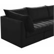 Bowery Hill Contemporary Deep Channel Tufted Soft Black Velvet Modular Sofa