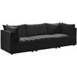 Bowery Hill Contemporary Deep Channel Tufted Soft Black Velvet Modular Sofa