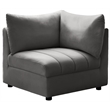 Bowery Hill Contemporary Deep Channel Tufted Soft Grey Velvet Corner